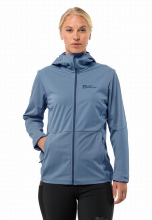 Blue Women Jack Wolfskin Feldberg Hoody Softshell Jackets | 18731724