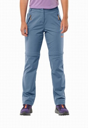 Blue Women Jack Wolfskin Glastal Zip Off Hiking Pants | 26755729