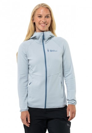 Blue Women Jack Wolfskin Kolbenberg Hooded Fz Fleece Jackets | 18387136