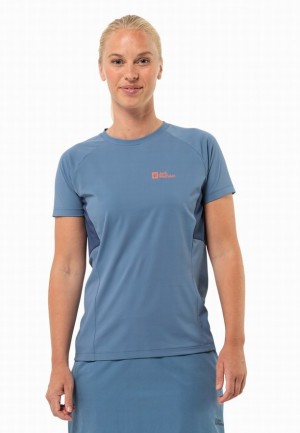 Blue Women Jack Wolfskin Narrows T Shirts | 33389688