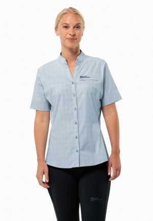 Blue Women Jack Wolfskin Norbo S/s Shirts | 47402336