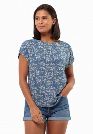 Blue Women Jack Wolfskin Sommerwiese T Shirts | 73756312