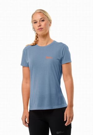 Blue Women Jack Wolfskin Vonnan S/s T Shirts | 20690465