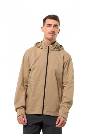Brown Men Jack Wolfskin Bike Commute 2.5l Rain Jackets | 43049260