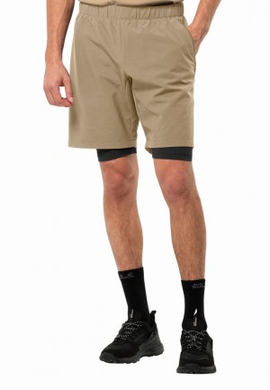 Brown Men Jack Wolfskin Bike Commute Shorts | 41273430