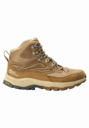 Brown Men Jack Wolfskin Cyrox Texapore Mid Hiking Shoes | 37351755