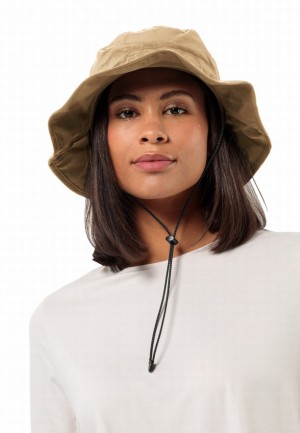 Brown Men Jack Wolfskin Mesh Bucket Hats | 70444130