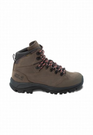 Brown Women Jack Wolfskin Rebellion Texapore Mid Hiking Shoes | 69118532