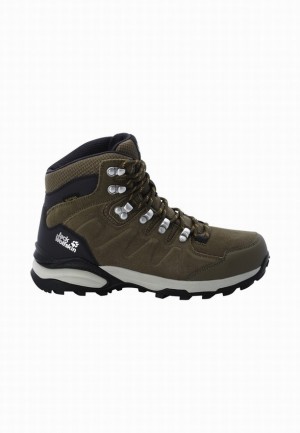Brown Women Jack Wolfskin Refugio Texapore Mid Hiking Shoes | 21654882
