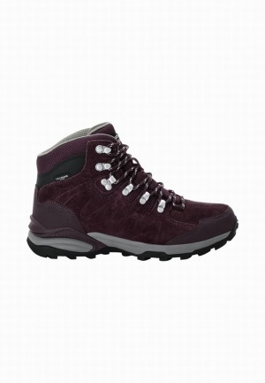 Burgundy Women Jack Wolfskin Refugio Texapore Mid Hiking Shoes | 88547514