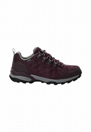 Burgundy Women Jack Wolfskin Refugio Texapore Low Hiking Shoes | 81604158
