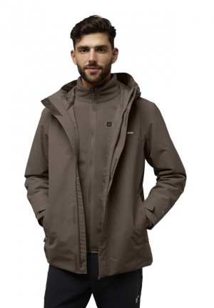 Coffee Men Jack Wolfskin Altenberg 3in1 Jackets | 17549587