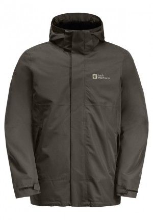 Coffee Men Jack Wolfskin Luntal 3in1 Jackets | 45791010