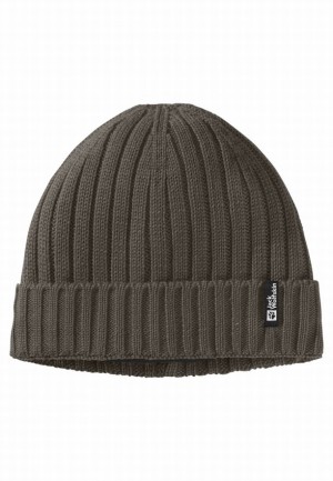 Coffee Women Jack Wolfskin Rib Knit Beanie | 71434652