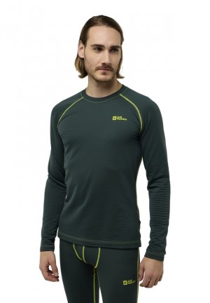 Green Men Jack Wolfskin Infinite Warm Ls T Shirts | 26057580