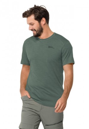 Green Men Jack Wolfskin Kammweg S/s T Shirts | 11029700
