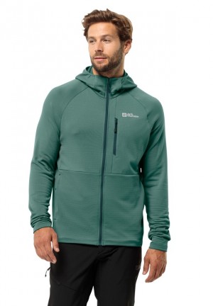 Green Men Jack Wolfskin Kolbenberg Hooded Fz Fleece Jackets | 59647642