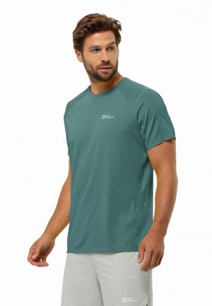 Green Men Jack Wolfskin Prelight Chill T Shirts | 81506180