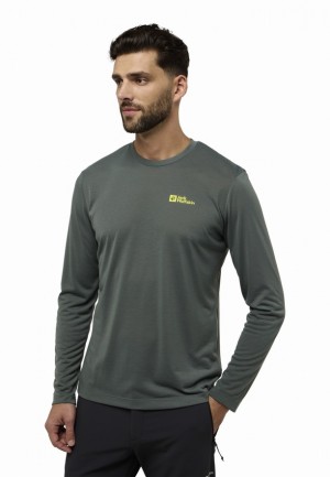 Green Men Jack Wolfskin Vonnan Ls T Shirts | 79126376