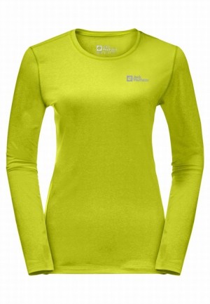 Green Women Jack Wolfskin Skyhermal L/s T Shirts | 77405431