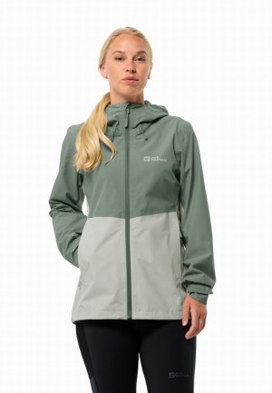 Green Women Jack Wolfskin Weiltal 2l Rain Jackets | 69067048