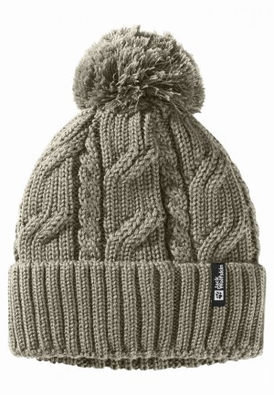 Grey Men Jack Wolfskin Pompom Beanie | 94320497