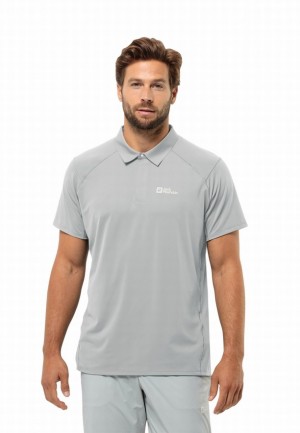 Grey Men Jack Wolfskin Prelight Chill Polo Shirts | 82649838