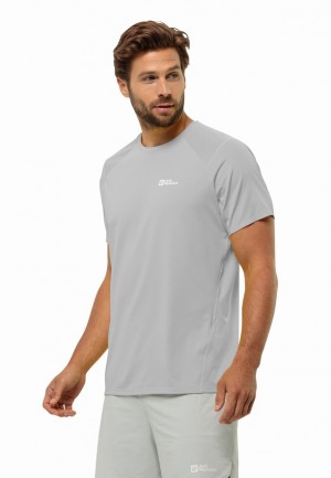 Grey Men Jack Wolfskin Prelight Chill T Shirts | 63832445