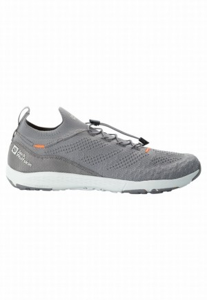 Grey Men Jack Wolfskin Spirit Knit Low Sneakers | 20441835