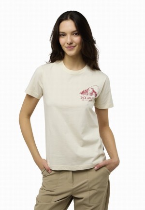 Grey Women Jack Wolfskin Bergblick T Shirts | 18468962