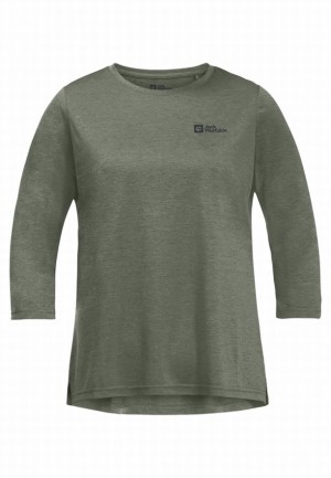 Grey Women Jack Wolfskin Crosstrail 3/4 T Shirts | 33650878