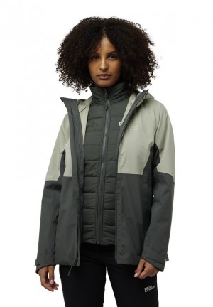 Grey Women Jack Wolfskin Glaabach 3in1 Jackets | 34671324