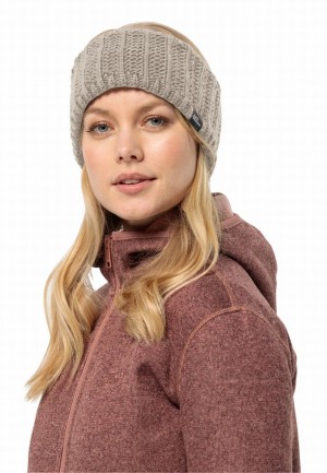 Grey Women Jack Wolfskin Highloft Knit Headband | 51828672