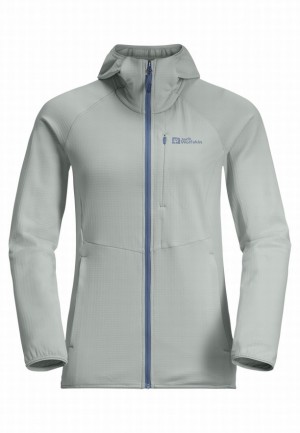Grey Women Jack Wolfskin Kolbenberg Hooded Fz Fleece Jackets | 27817466