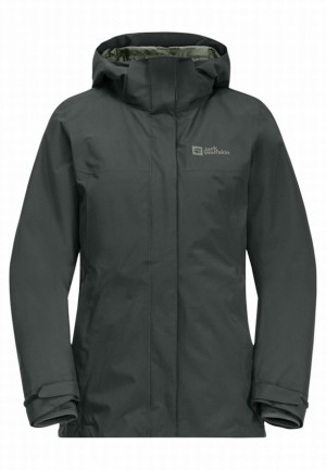 Grey Women Jack Wolfskin Luntal 3in1 Jackets | 41286001