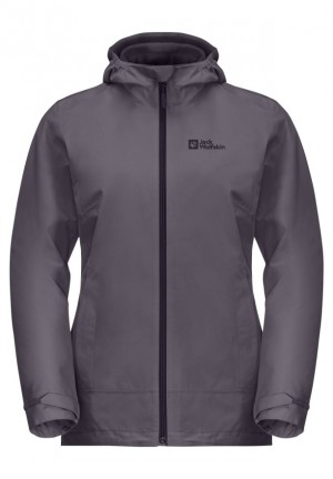 Grey Women Jack Wolfskin Moonrise 3in1 Jackets | 27514953