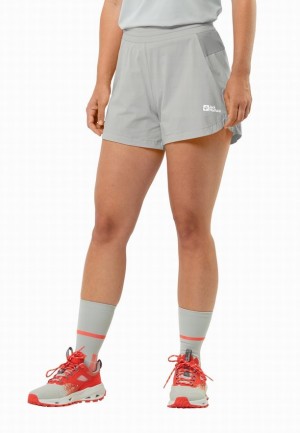 Grey Women Jack Wolfskin Prelight 2in1 Shorts | 78740240