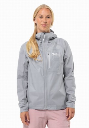 Grey Women Jack Wolfskin Prelight 3l Rain Jackets | 87213047