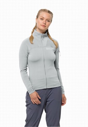 Grey Women Jack Wolfskin Prelight Fz Fleece Jackets | 13545198