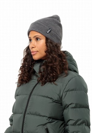 Grey Women Jack Wolfskin Rib Beanie | 84035596