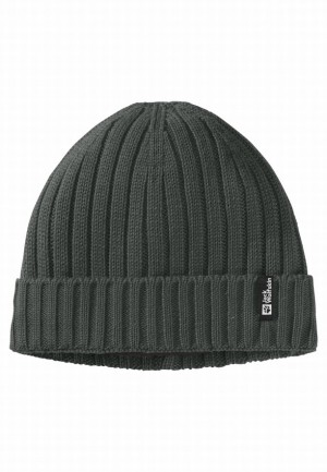 Grey Women Jack Wolfskin Rib Knit Beanie | 65607432