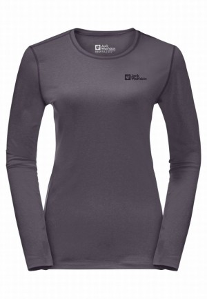 Grey Women Jack Wolfskin Skyhermal L/s T Shirts | 46890009