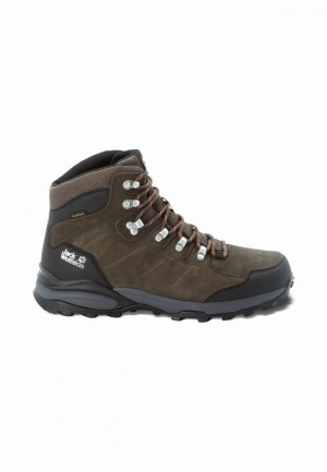 Khaki Men Jack Wolfskin Refugio Texapore Mid Hiking Shoes | 46799310