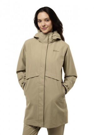 Khaki Women Jack Wolfskin Baylight 3in1 Coats | 94918577