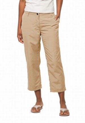 Khaki Women Jack Wolfskin Kalahari 7/8 Pants | 97756230