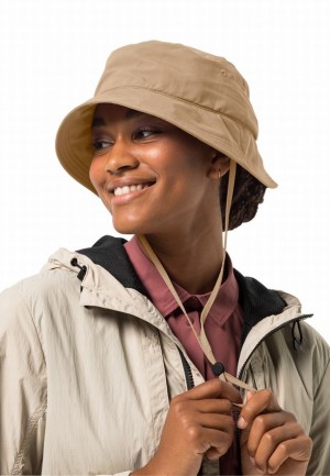 Khaki Women Jack Wolfskin Sun Hats | 71127088