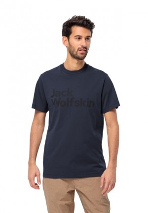 Navy Men Jack Wolfskin Brand T Shirts | 76182978
