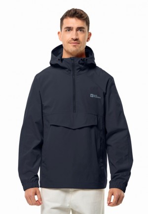 Navy Men Jack Wolfskin Desert Wind Overhead Jackets | 48906793