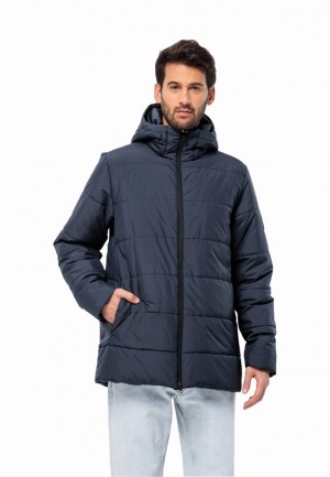 Navy Men Jack Wolfskin Deutzer Long Jackets | 97359735