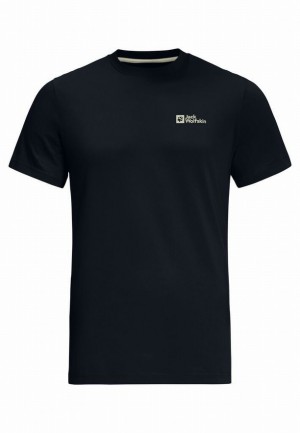 Navy Men Jack Wolfskin Essential T Shirts | 13498919